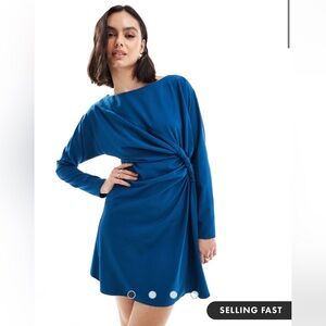 ASOS design slash neck knot detail mini dress